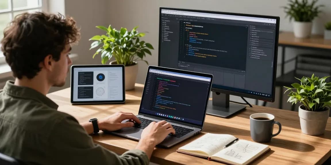 Developer collaborating on telegram中文版 app features in a modern tech office.