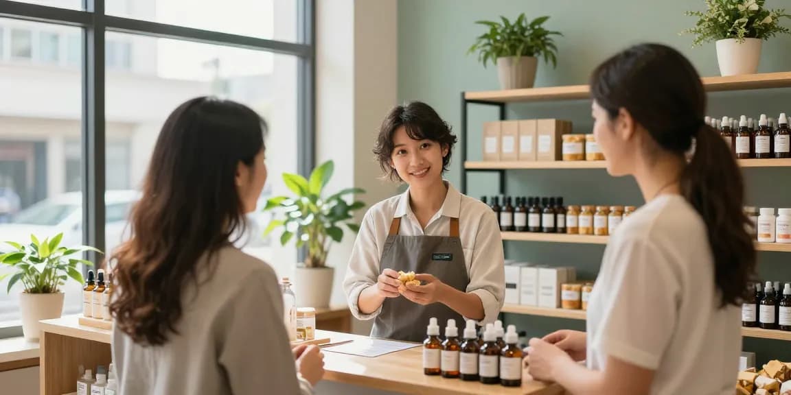 Learn more about organic CBD products with knowledgeable staff in a warm wellness shop.