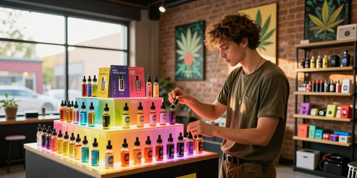Discover THC vape Jungle Boys flavors while shopping at a stylish cannabis smoke shop with vibrant e-liquids.