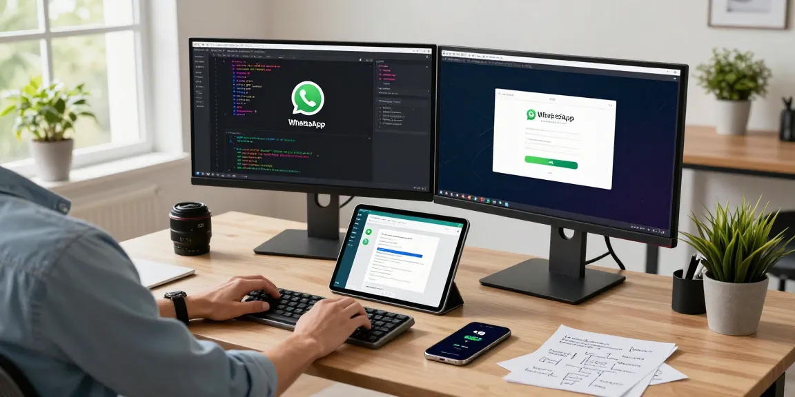 Exploring WhatsApp電腦版 functionality in a modern tech workspace.