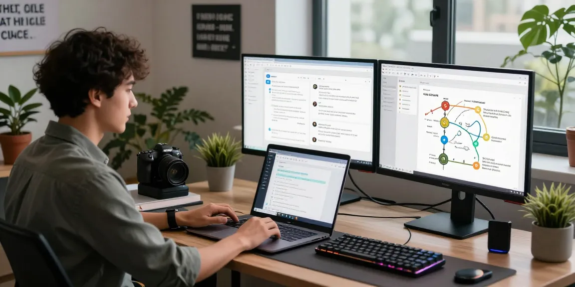 Kobold AI developer interacting with advanced chatbot interface in modern workspace, showcasing innovative AI technology.