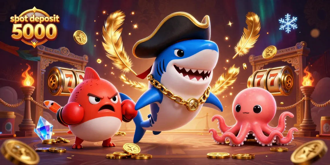 Experience thrilling wins in slot deposit 5000 with a vibrant scene of dynamic characters and gaming elements.