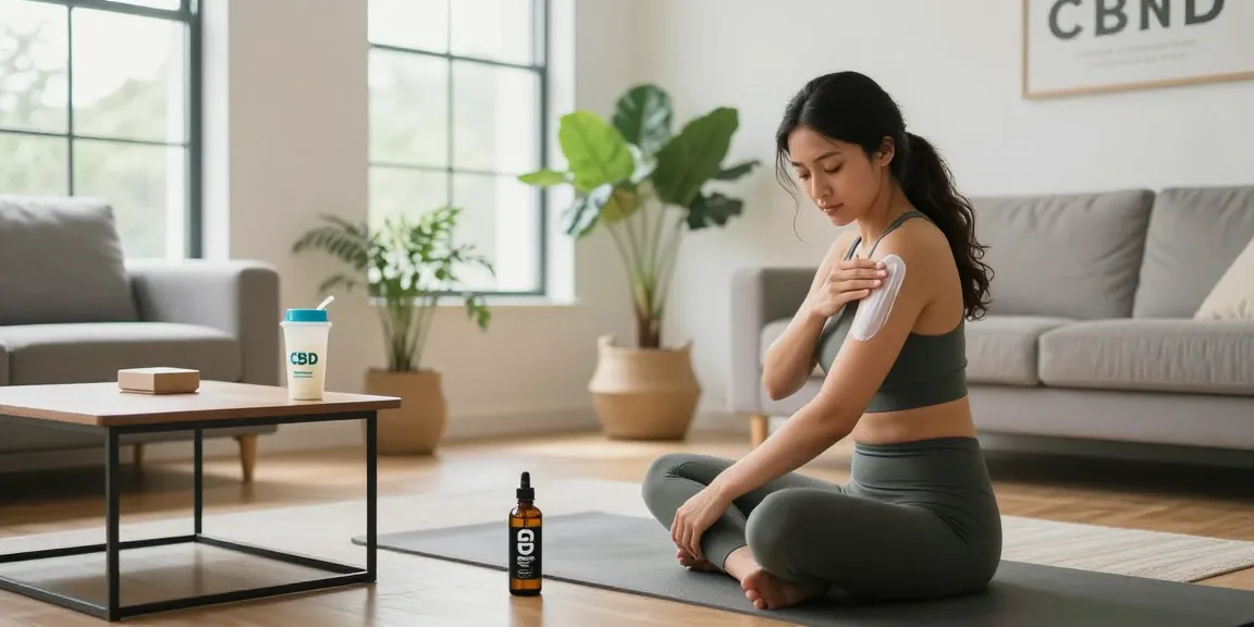 geek thc infused CBD oil and topical cream for post-workout recovery in a bright, modern setting