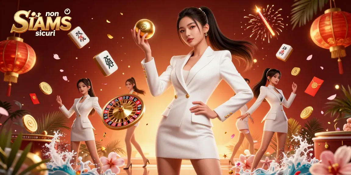 Siti non AAMS sicuri offre un'illustrazione atmosferica di un casinò 3D che ritrae una donna sicura di sé che tiene una pallina della roulette.