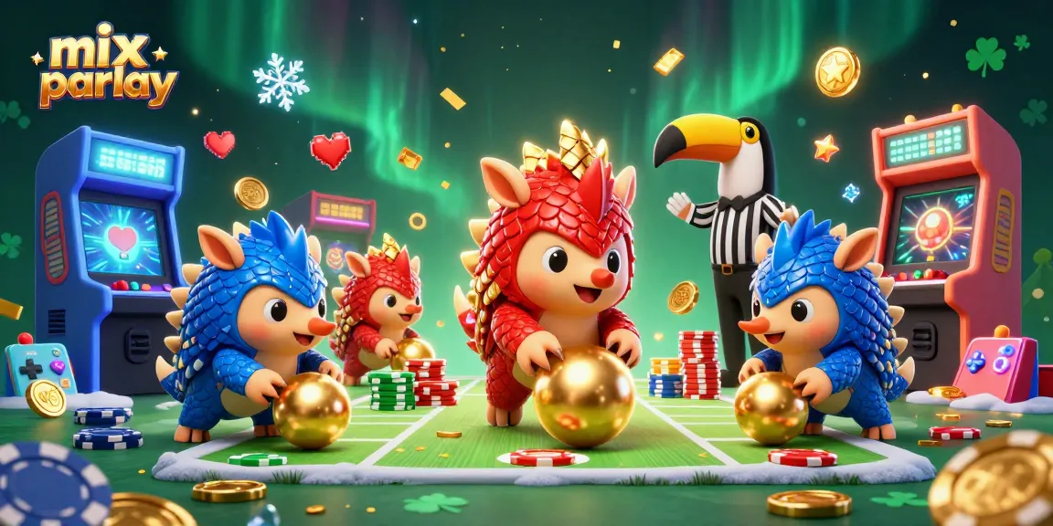 Engage in mix parlay betting as rival pangolins roll through poker chips in a vibrant casino scene.