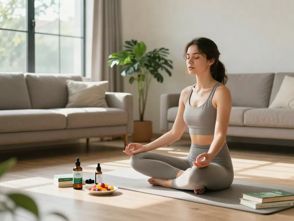 Dispensary that ships quality CBD oil and gummies enhance natural wellness in a peaceful living room.