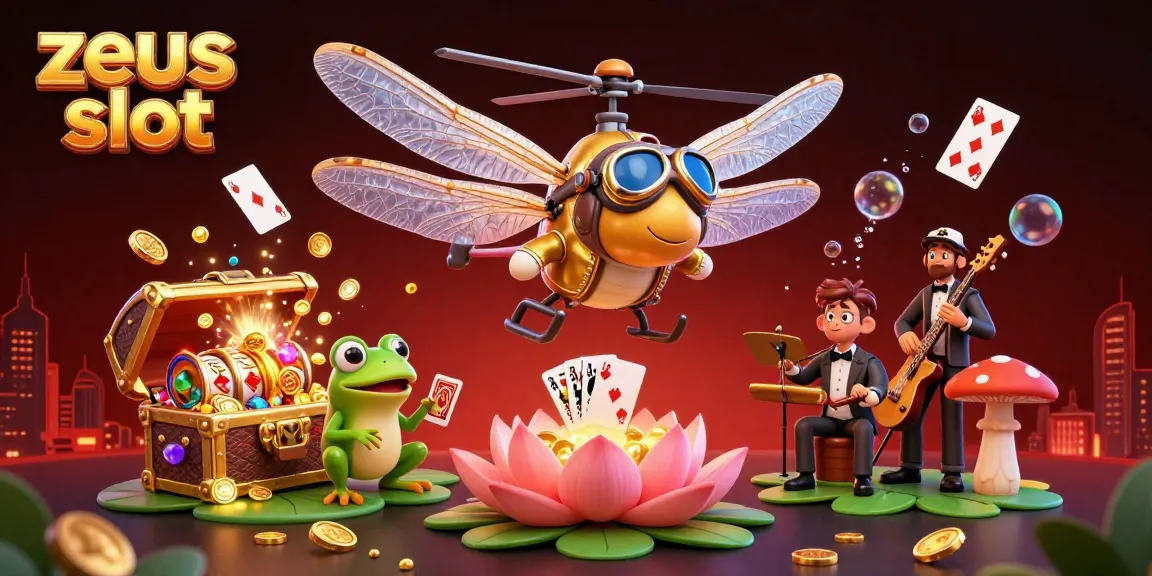 Experience the thrill of zeus slot with a dynamic 3D casino scene featuring engaging characters and vibrant game elements.