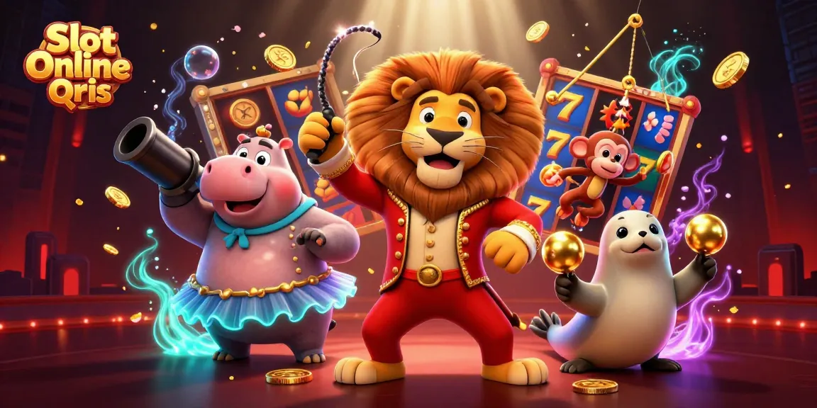 Engage in thrilling Slot Online Qris adventures with colorful characters and vibrant casino elements.
