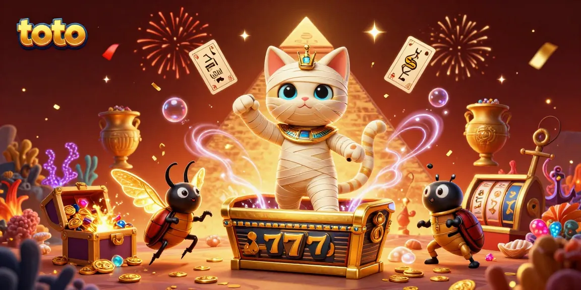 Engage in thrilling slots action with Toto - explore the vibrant pyramid casino scene filled with gold and adventure.