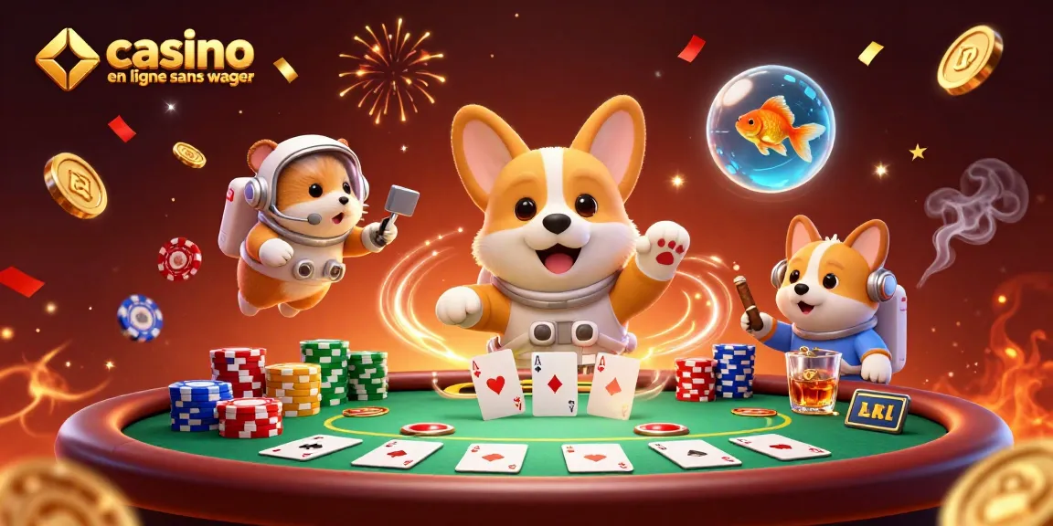 Profitez d'une expérience casino en ligne sans wager avec des personnages animés jouant à des jeux de casino.