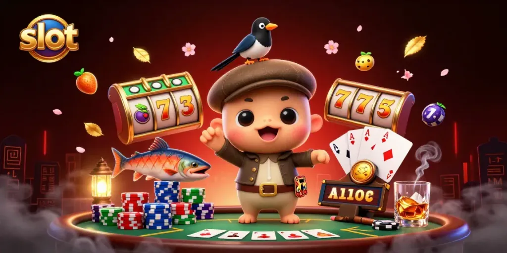 Play slot machines with Nessie and friends showcasing vibrant casino elements and lucky symbols