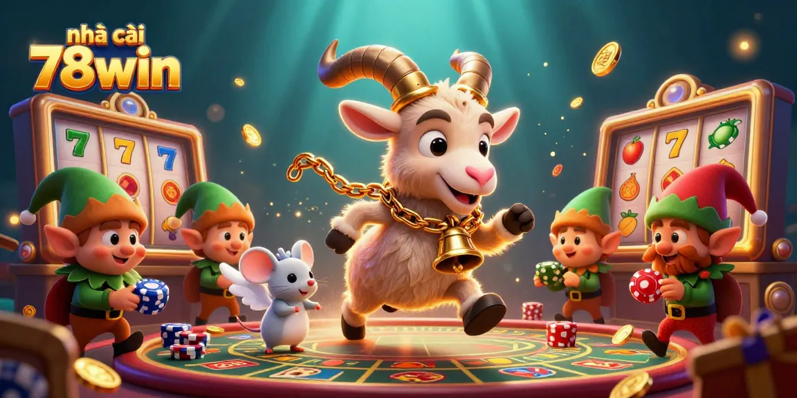 Experience thrilling gaming with nhà cái 78win at a holiday-themed casino featuring lively characters.