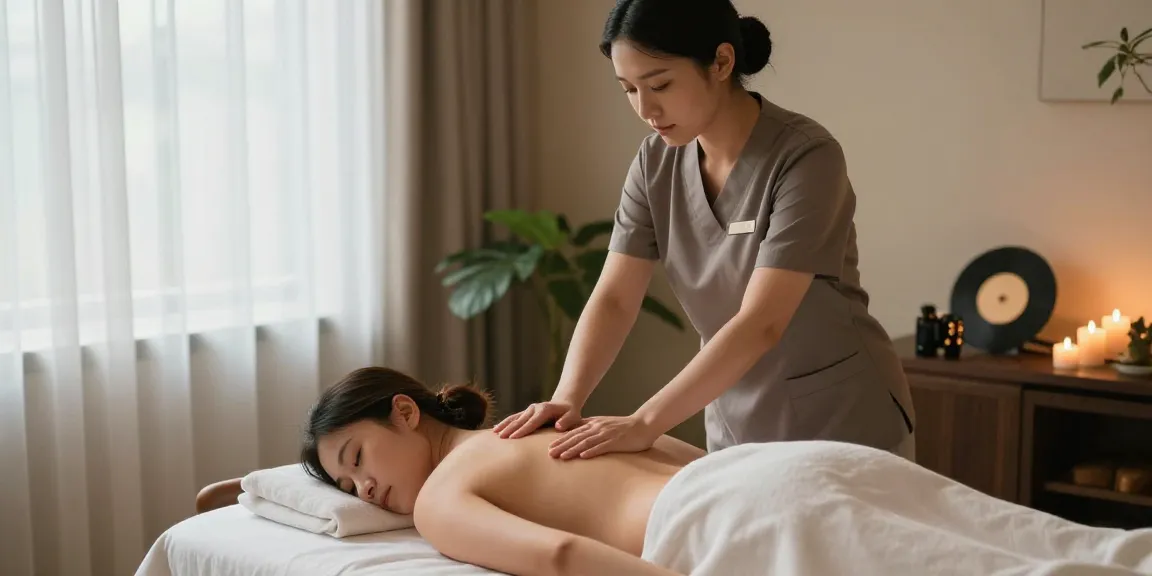 Relaxing 스웨디시 massage session in a serene spa setting with calming atmosphere.