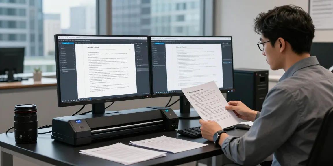 Detect fraud in PDF documents with AI in a modern office setting.