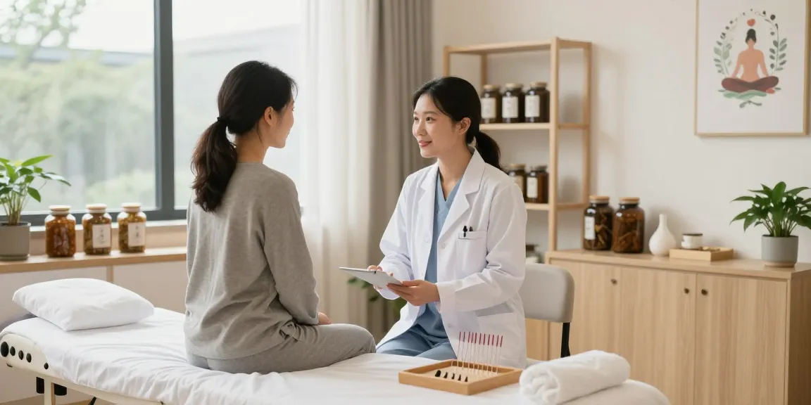 Consultation at 영통한의원 with a healthcare professional discussing holistic health.