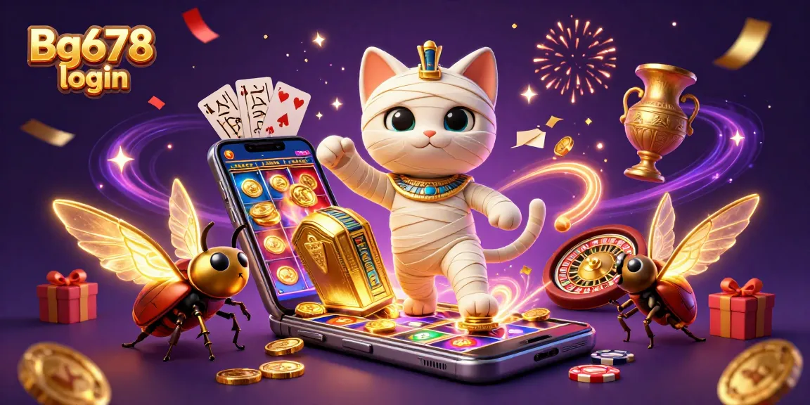 Join the excitement with Bg678 login in this vibrant casino scene full of animated gaming elements.