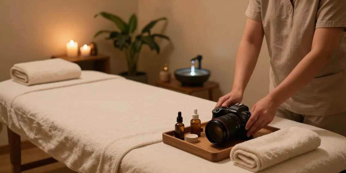 Relaxing 1인샵 massage therapy room with soothing atmosphere and massage oils