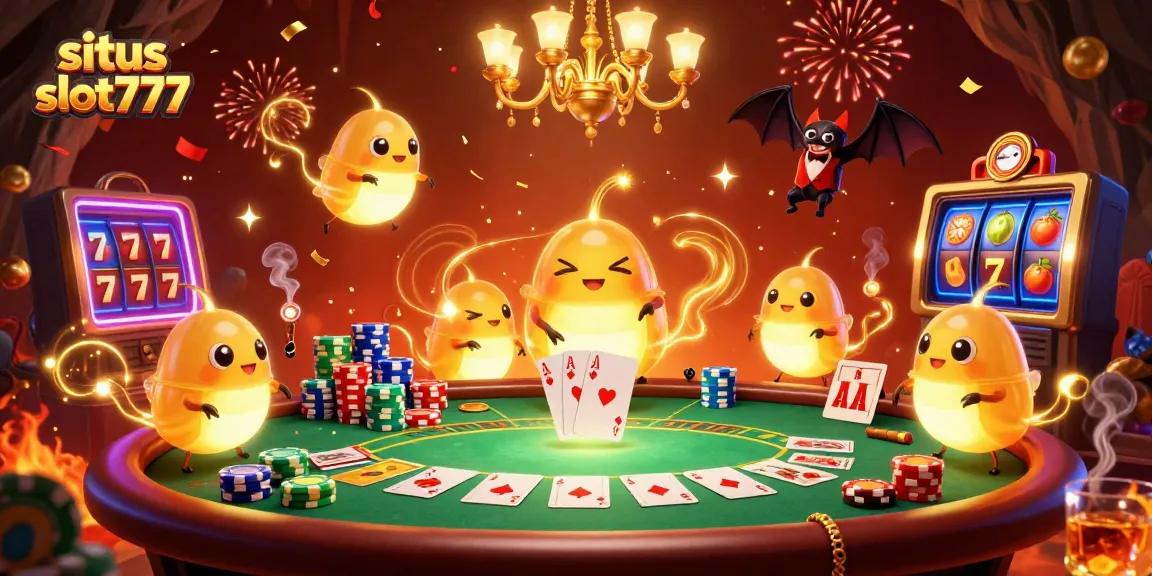 Play interactive games at situs slot777, featuring vibrant 3D characters and a lively casino atmosphere.