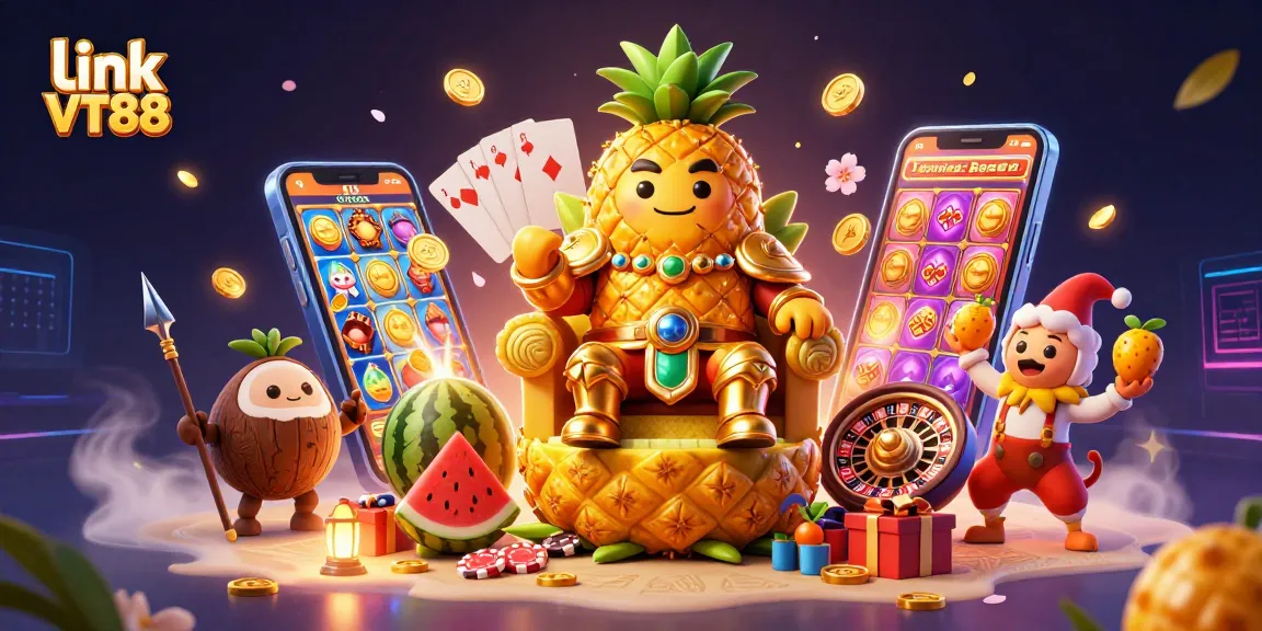 Experience fun gaming in link VT88 as the golden pineapple king rules the casino world