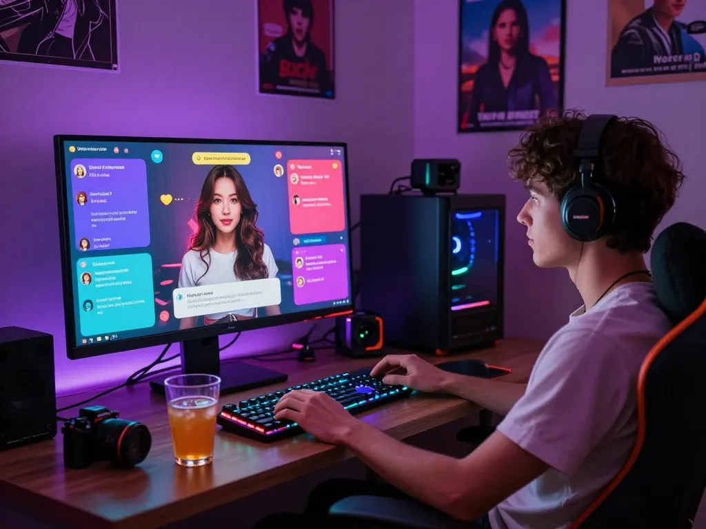 Engaging NSFW AI chat interaction in a cozy digital setting highlighting playful banter.
