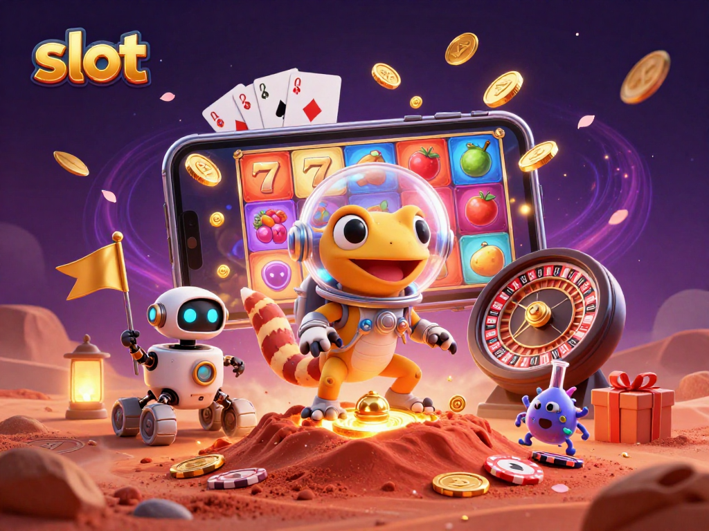Engage with the thrilling slot gameplay as the Martian gecko discovers a hidden casino