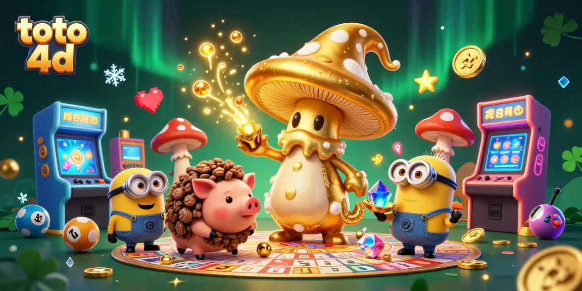 Engage in toto 4d with vibrant 3D lottery-themed characters and rich, colorful elements.