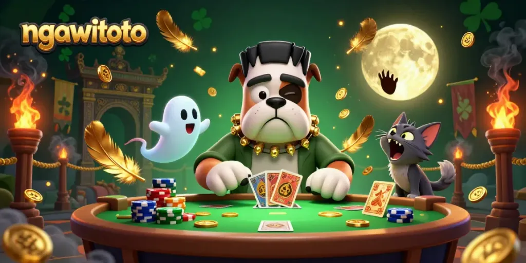 Experience thrilling gaming action at ngawitoto with a vibrant fusion of characters and casino elements.