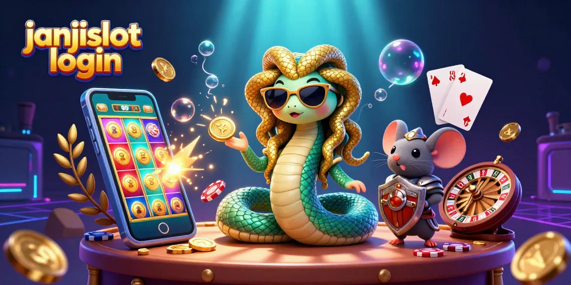 Engage with the fun of janjislot login as Medusa and her companion illuminate a colorful slot game scene.