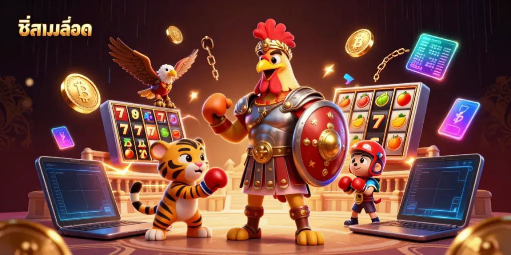 Experience the thrill of ชื่อเกมสล็อต with dynamic slot machines and vibrant 3D characters.