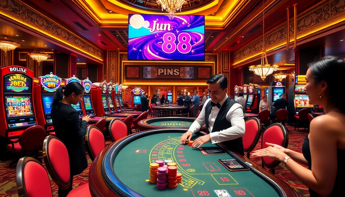 Engage in thrilling gameplay at Jun 88's vibrant and luxurious casino atmosphere.