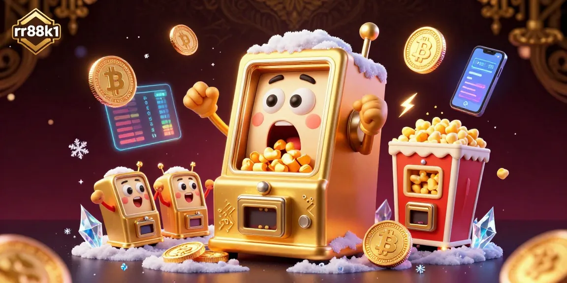 Pull coins from a jackpot with rr88k1’s lively golden slot machine scene, showcasing exciting gaming elements.