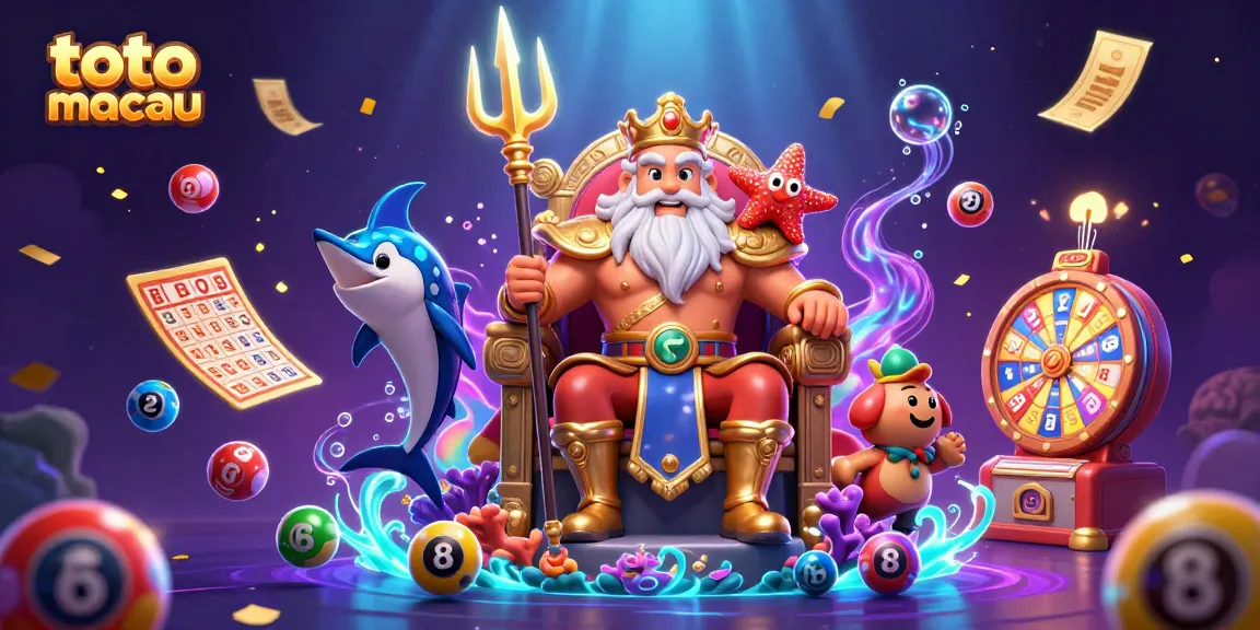 Experience thrilling wins with toto macau in a vibrant lottery scene featuring Neptune and colorful elements.