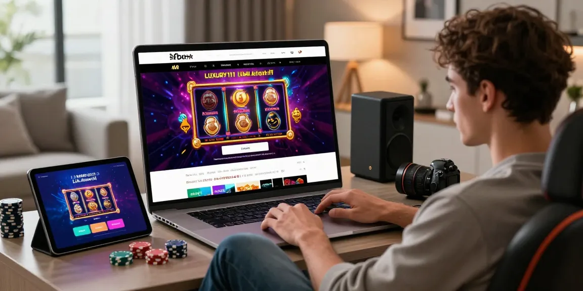 LUXURY111 Link Alternatif di antarmuka kasino online modern dengan gamer fokus dan suasana santai.