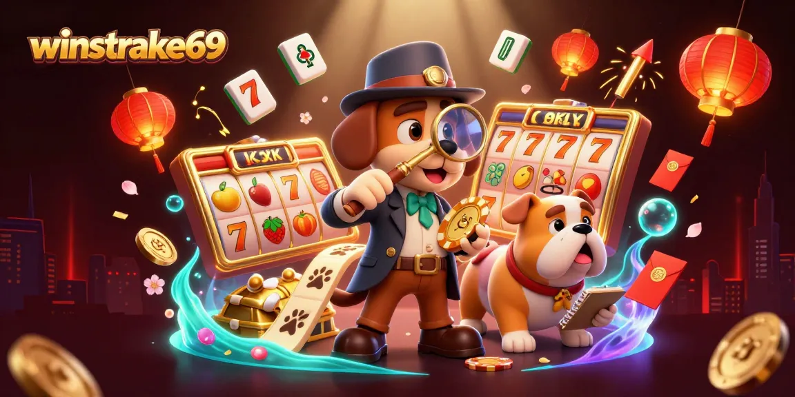 Engage in the thrill of winstrike69 with a cartoon detective uncovering poker treasures.