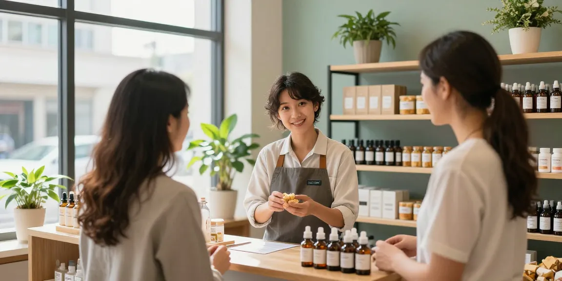 Learn more about organic CBD products with knowledgeable staff in a warm wellness shop.