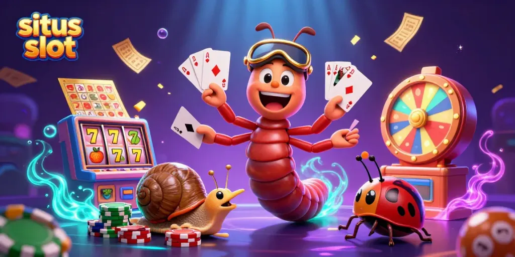Experience winning at situs slot with lively 3D characters at an exciting casino scene.