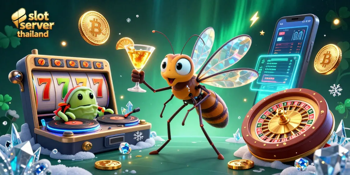 Engage with slot server thailand featuring lively characters and cryptocurrency elements in a casino setting.