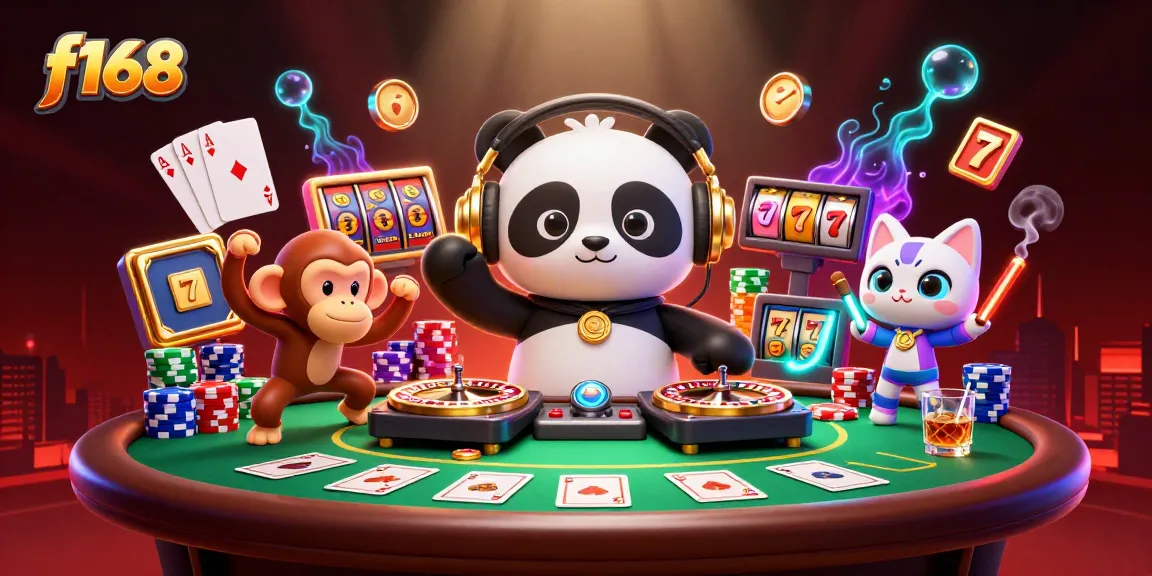 Engage in thrilling gameplay at f168, featuring a vibrant scene with dynamic casino elements.