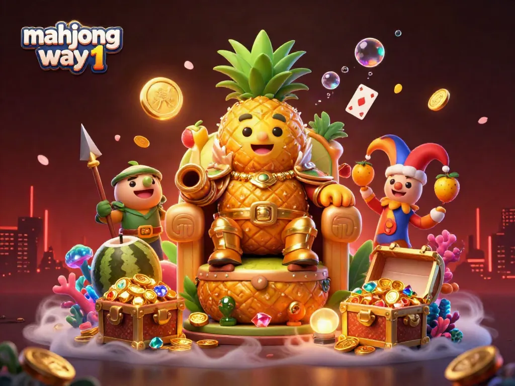 Experience the excitement of mahjong way 1 with vibrant casino action featuring a golden pineapple king.