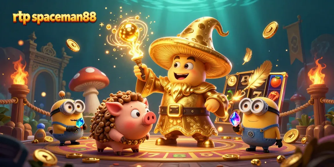 Experience the immersive world of rtp spaceman88 with a dynamic casino illustration featuring captivating game elements.