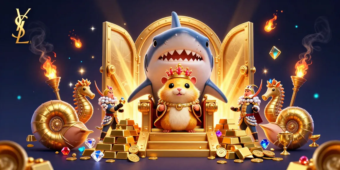 Engage in exciting casino thrills with ysl's vibrant 3D illustration featuring a hamster king on a treasure throne.