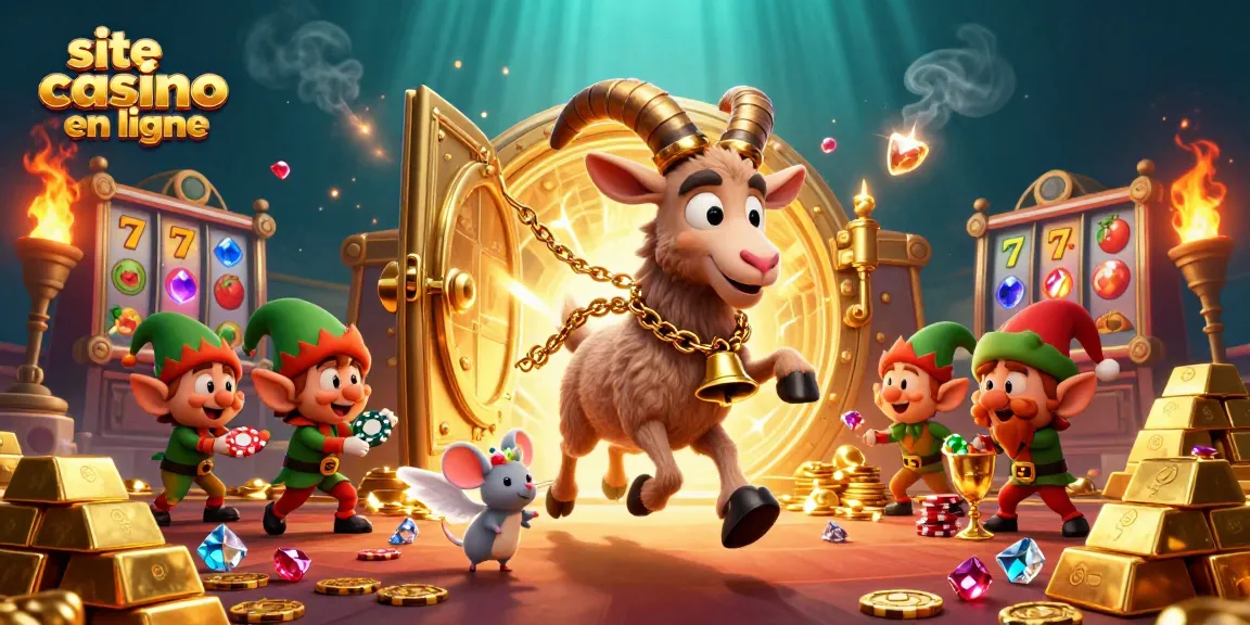 Action dans un site casino en ligne avec un Krampus lutin, une souris ange et des gremlins coupant les jetons.