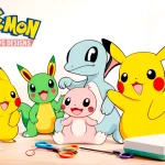 Cheerful Pokémon SVG designs for Cricut crafting featuring Pikachu and Bulbasaur on a pastel background.