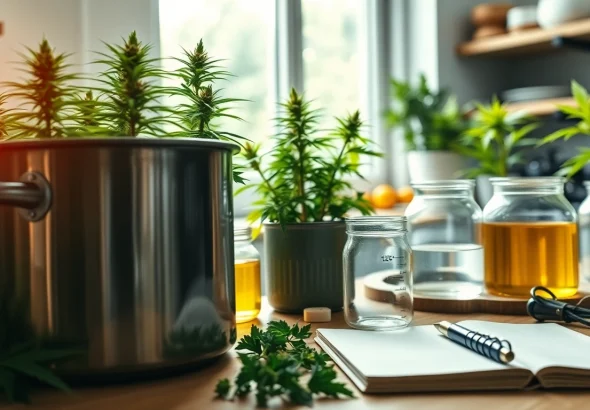 Learn how to make THC oil in a professional kitchen with fresh cannabis plants and extraction tools.