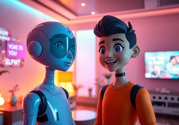 Engaging interaction with character ai nsfw showing playful and inviting digital avatars in a vibrant setting.